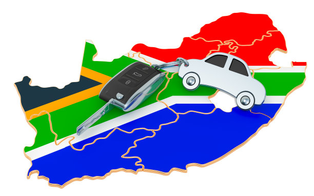 销售或出租汽车在南非的概念，3D渲染孤立的白色背景图片下载