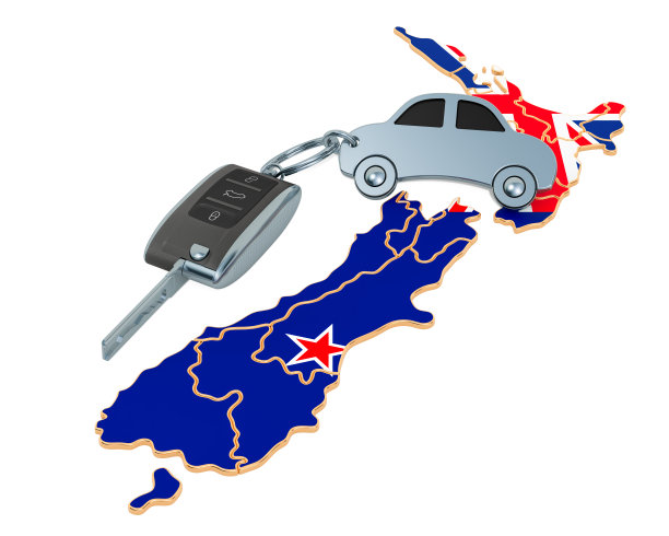 销售或租赁汽车在新西兰的概念，3D渲染孤立的白色背景图片下载