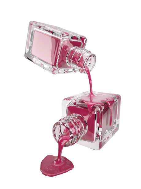 化妆品玻璃瓶的3d插图与粉红色滴，孤立图片下载