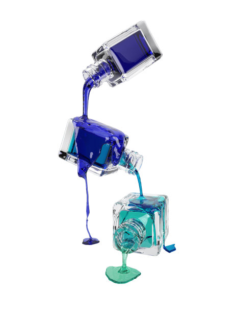 3d插图的化妆品玻璃瓶与透明蓝色d图片下载