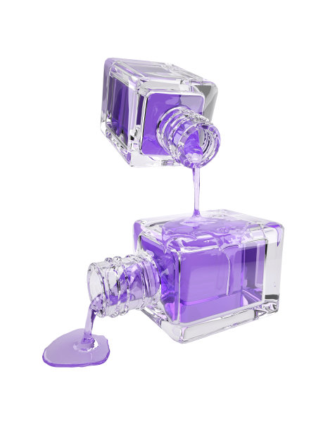 化妆品玻璃瓶的3d插图与透明的紫罗兰滴，剪切路径包括图片下载