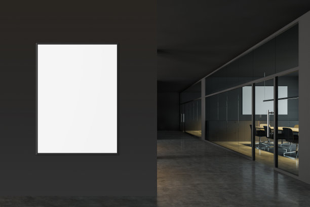 模拟海报，灰色的办公大厅和会议室图片下载