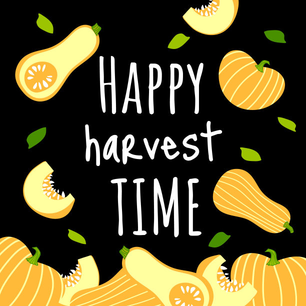 秋季贺卡与手绘南瓜和树叶图片下载