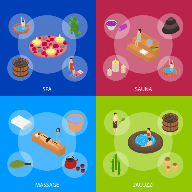 浴室概念旗帜设置3d等距视图。向量图片下载