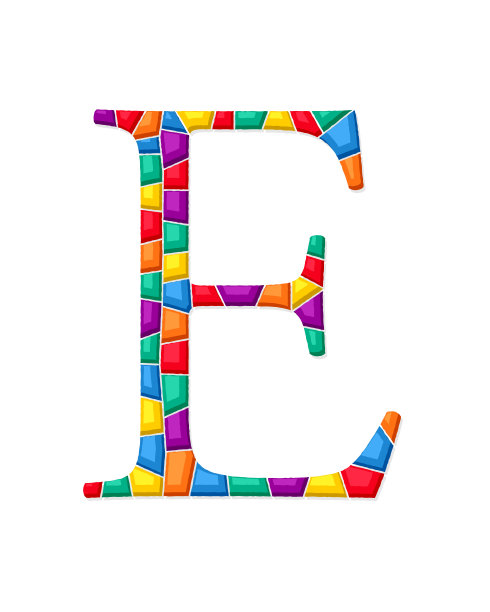 字母E矢量镶嵌图片下载
