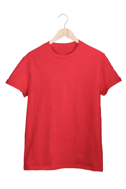 空白红色t恤衣架孤立在白色背景图片下载