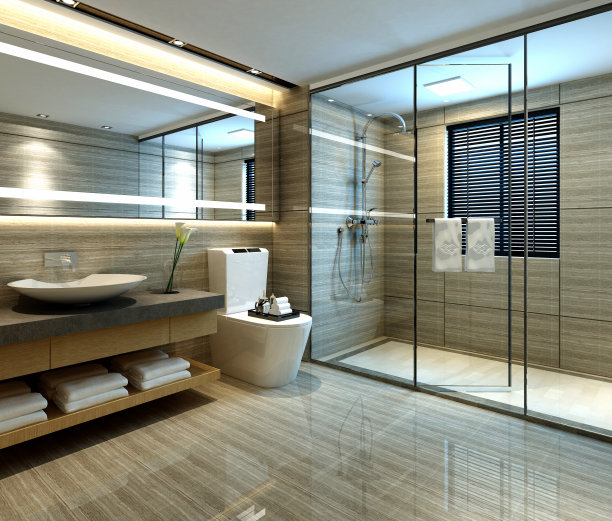 豪华浴室的3D渲染图片下载