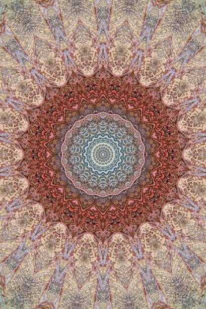 万花筒曼荼罗红蓝圆灯图案图片下载