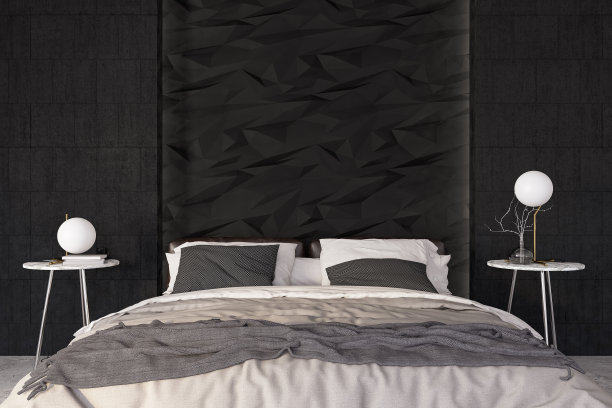 现代豪华黑色卧室图片下载