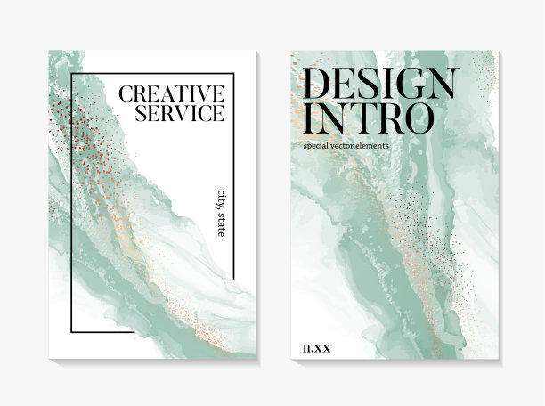 薄荷液体流动，嫩绿的大理石水彩溅出金色的闪光。彩绘颜料宏云平面设计、运动装饰、背景、树脂插画图片下载