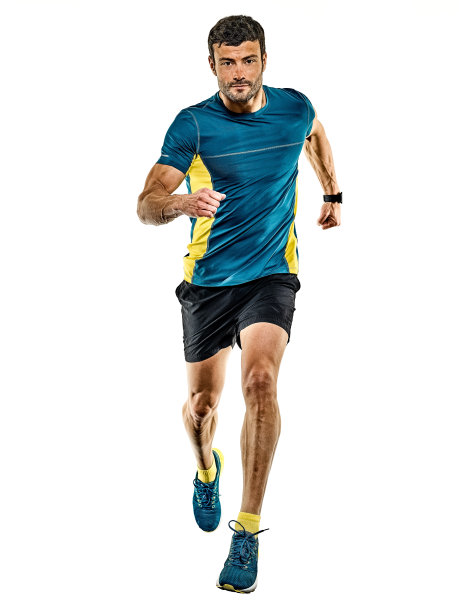 成熟男人，跑步者，慢跑者，慢跑者，孤立的白色背景图片下载