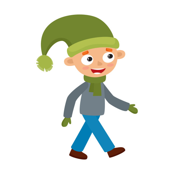 少年走路，卡通矢量插图孤立在白色图片下载