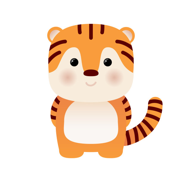 卡通滑稽可爱的老虎孤立在白色的背景图片下载
