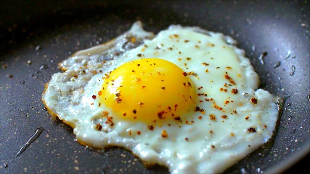 在平底锅上煎鸡蛋图片下载