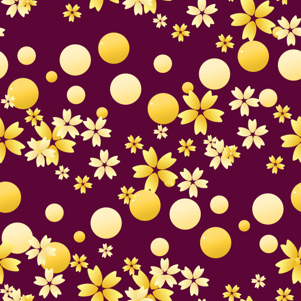 金色渐变樱花无缝图案图片下载