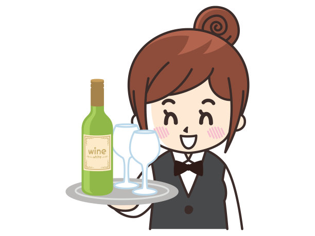 服务员和白葡萄酒图片下载