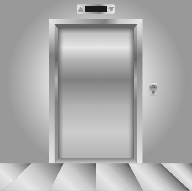 封闭式铬金属办公大楼电梯门图片下载