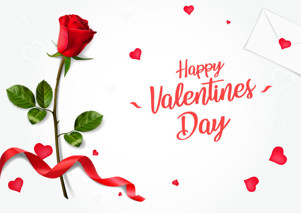 横向矢量贺卡与现实玫瑰到情人节，可作为邀请卡的婚礼，生日等节日，易于制作其他图案和设置图片下载