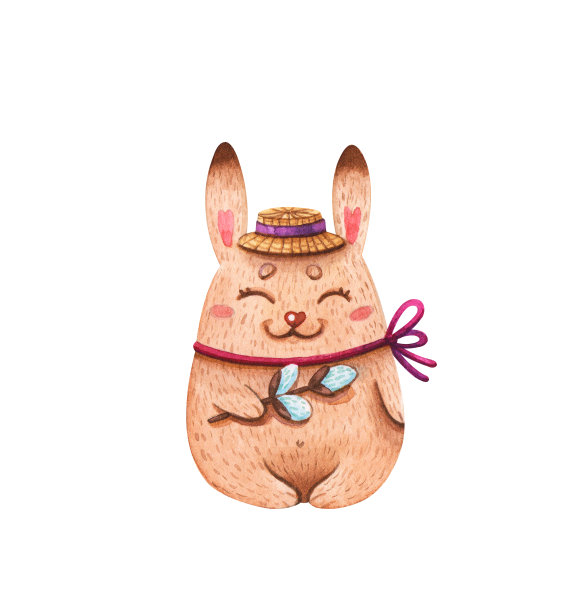 复活节兔子或兔子戴着带柳条的帽子图片下载