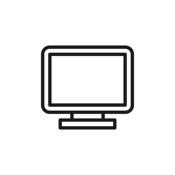 简单的电脑线条图标。图片下载