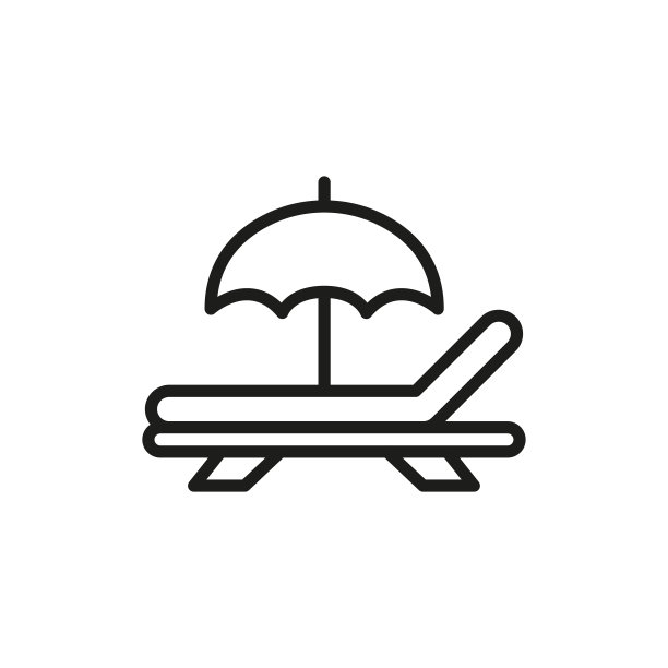 简单的日光浴床线条图标。图片下载