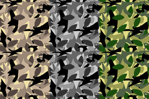 无缝伪装图案矢量，纹理军用伪装重复无缝军队狩猎图片下载