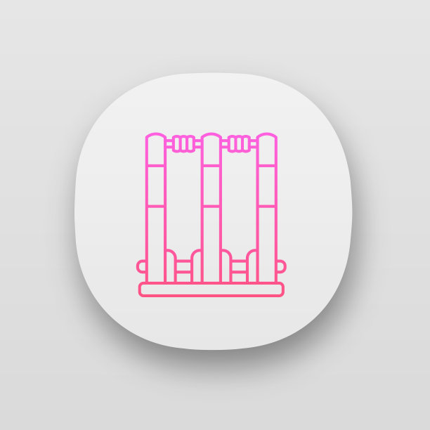 板球树桩应用程序图标。板球wicket。门在游戏。三根竖着柱子的柱子。体育运动场设备。UI / UX的用户界面。Web或移动应用程序。向量孤立的插图图片下载