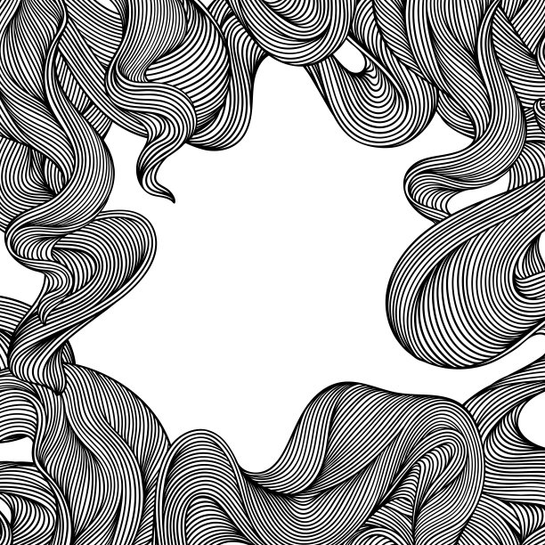 无缝模式与波浪线卷曲。黑白条纹黑白纹理。图片下载