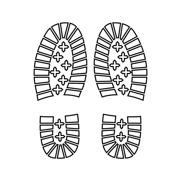 足迹线图标，标志孤立在白色背景图片下载