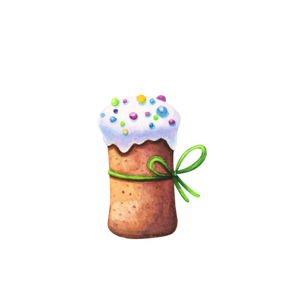 装饰有绿色蝴蝶结和点缀的冰复活节蛋糕图片下载