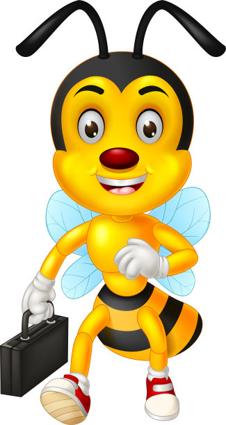 有趣的黄蜜蜂提着黑色行李箱漫画图片下载