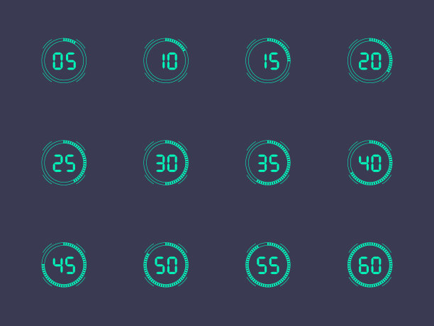 间隔5分钟的数字时钟。电子数据。矢量插图。图片下载