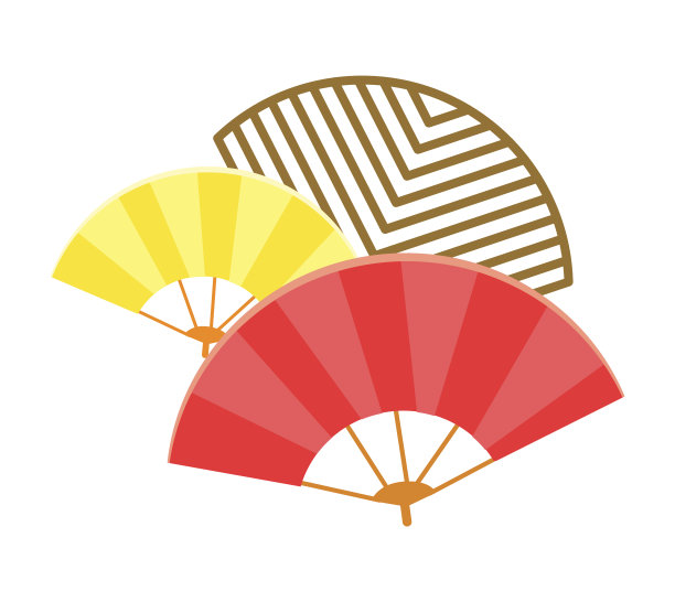 传统日本粉丝孤立插图图片下载