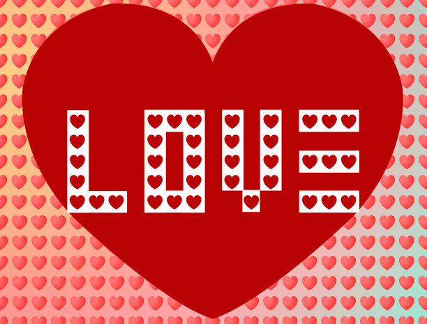 心形图形与渐变颜色上的白色背景为爱的设计图片下载