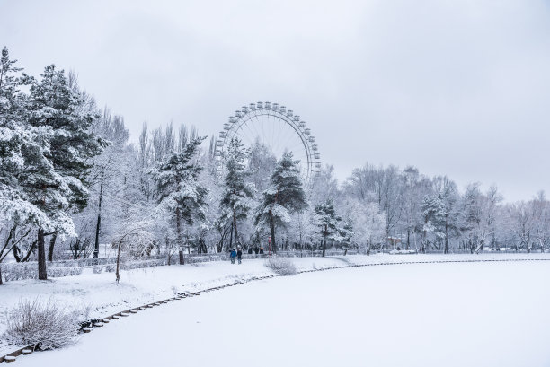 冬季公园里的摩天轮图片下载