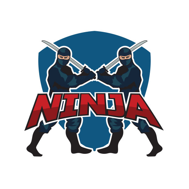 忍者与剑和面具图标隔离在白色背景。矢量图图片下载