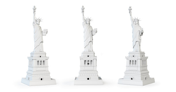 孤立的白色自由女神像。纽约和美国的象征。图片下载