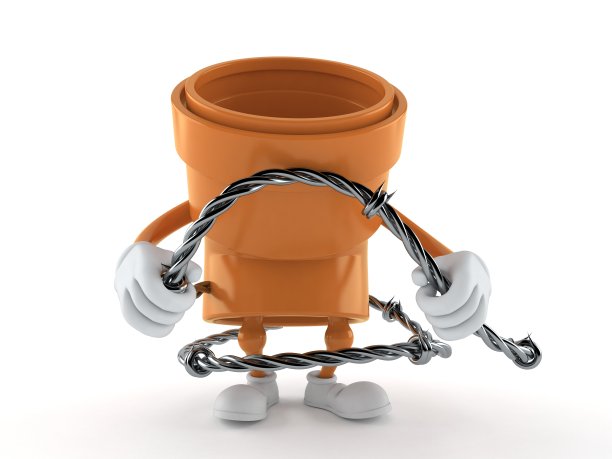 管字符持有带刺铁丝网图片下载