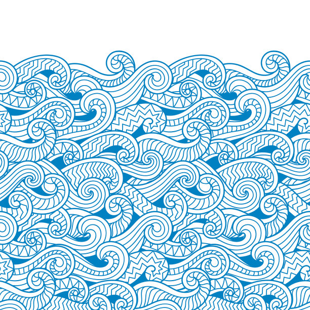 波无缝模式。可以像邀请卡设计一样使用。矢量图与海浪。图片下载