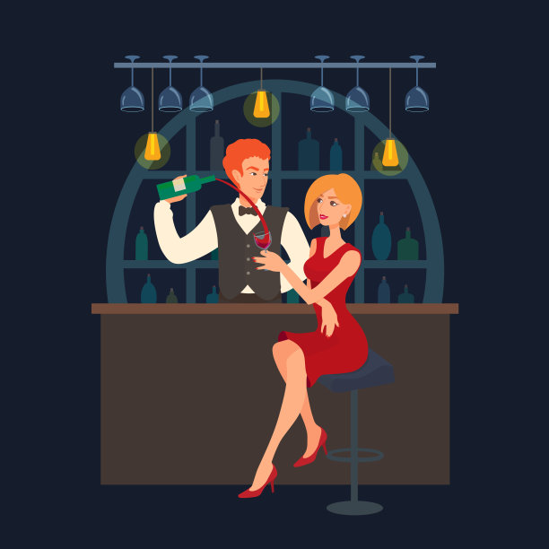 一个优雅帅气的酒保把酒倒进玻璃杯里。图片下载