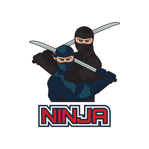 忍者与剑和面具图标隔离在白色背景。矢量图图片下载
