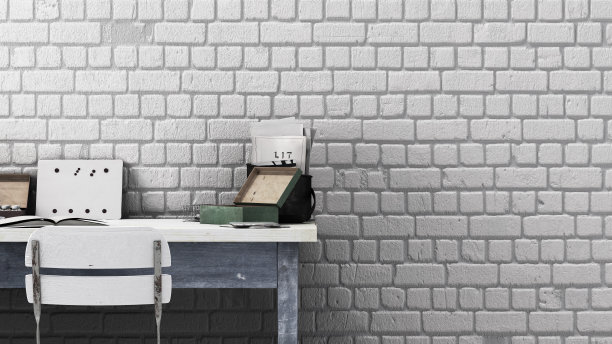 艺术家书桌在柔和的颜色部分感兴趣的工作区域从前面的3d渲染图片下载