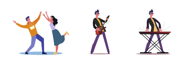 一组音乐家演奏乐器图片下载