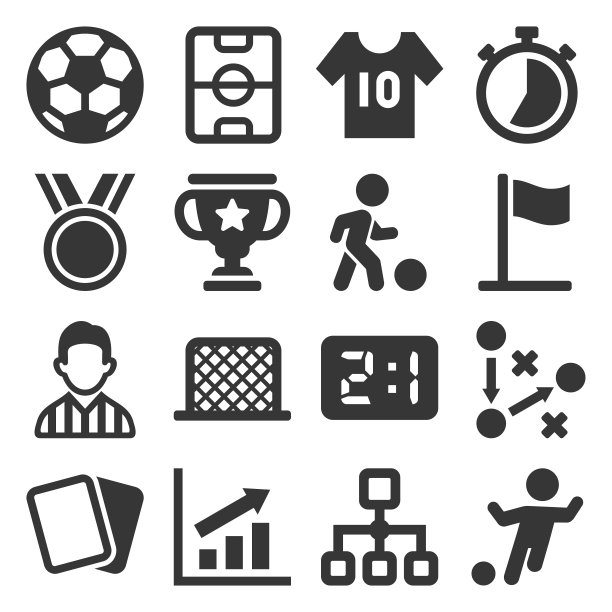 足球图标设置在白色背景。向量图片下载