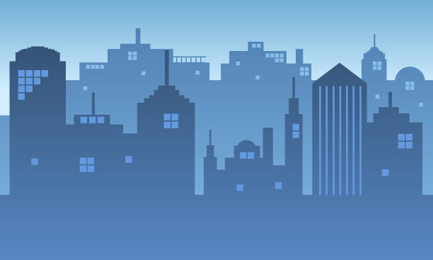 背景剪影黎明时的城市氛围。图片下载