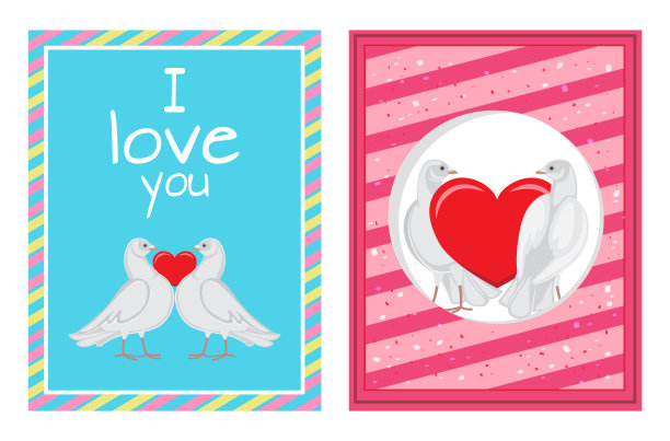 白鸽夫妇与心插图设置图片下载