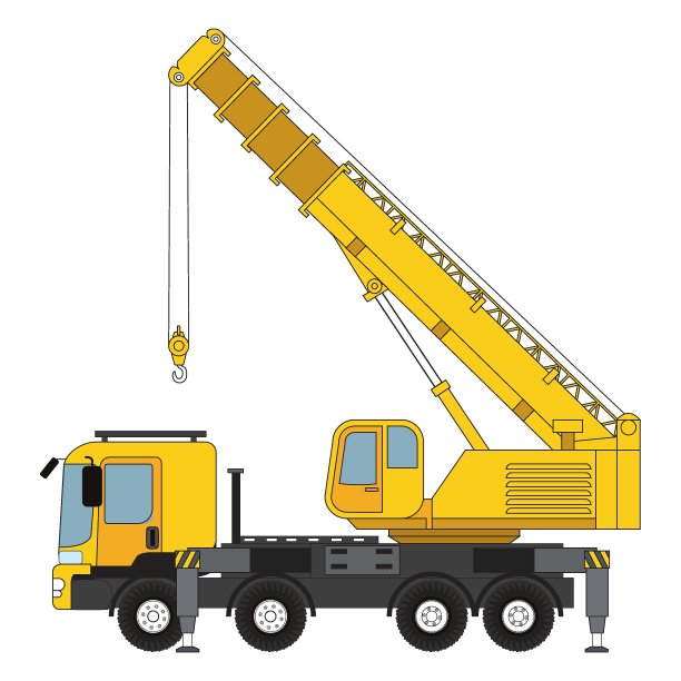 伸缩起重机组件，伸缩起重机图形。伸缩起重机clipart上的白色背景。图片下载