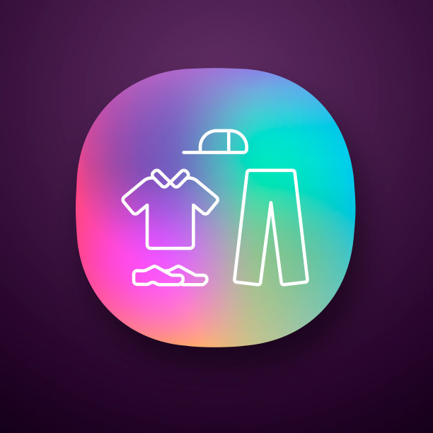 板球制服应用程序图标。板球白人。运动羊毛内衣。运动服装。有领衬衫，长裤，帽子，鞋子。UI / UX的用户界面。Web或移动应用程序。向量孤立的插图图片下载