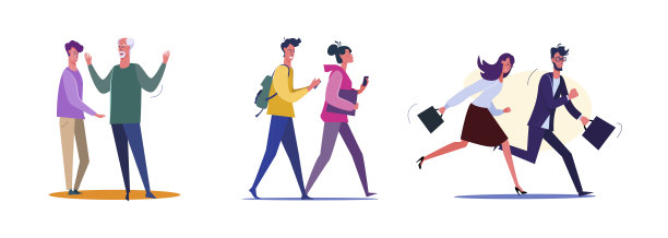 一组学生走着跑着去他们的目的地图片下载