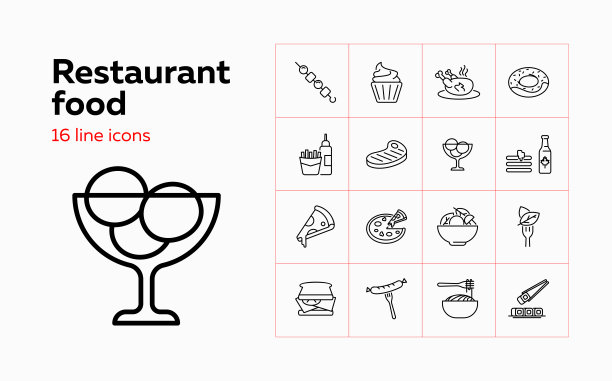 餐厅食品系列图标设置图片下载